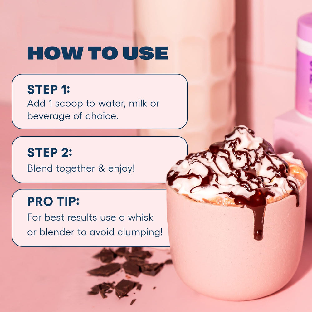 Love Sweat Fitness Sleep Boost chocolate scoop highlights flavor during night ritual.
