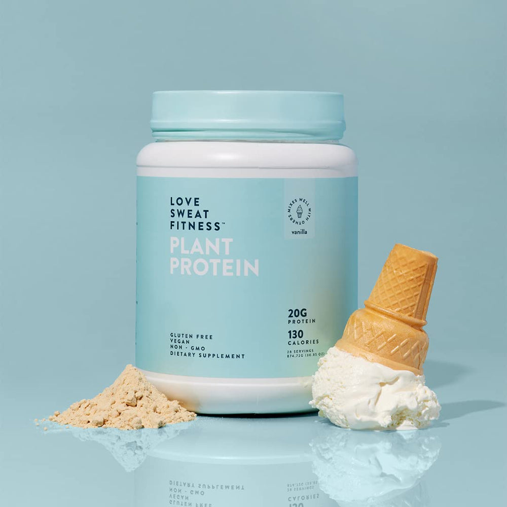 Love Sweat Fitness vanilla protein powder in coffee mug illustrates versatile morning use.