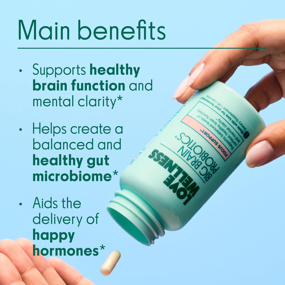 Big Brain Probiotics capsules ready for daily gut-brain care.
