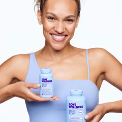 Love Wellness Bye Bye Bloat packaging indicates non-GMO, gluten-free, dairy-free