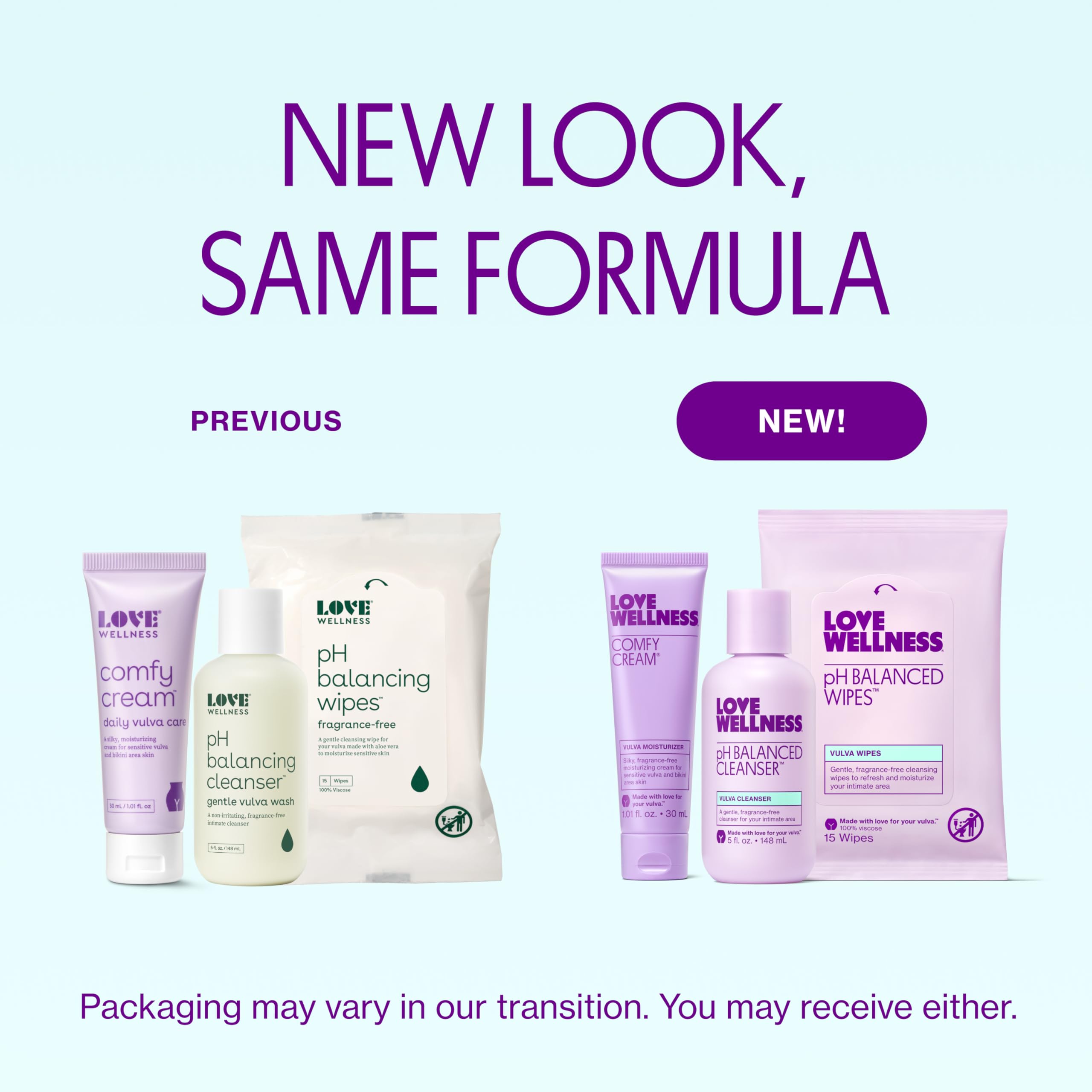 Love Wellness Comfy Cream tube on skin for soothing moisture and protection.