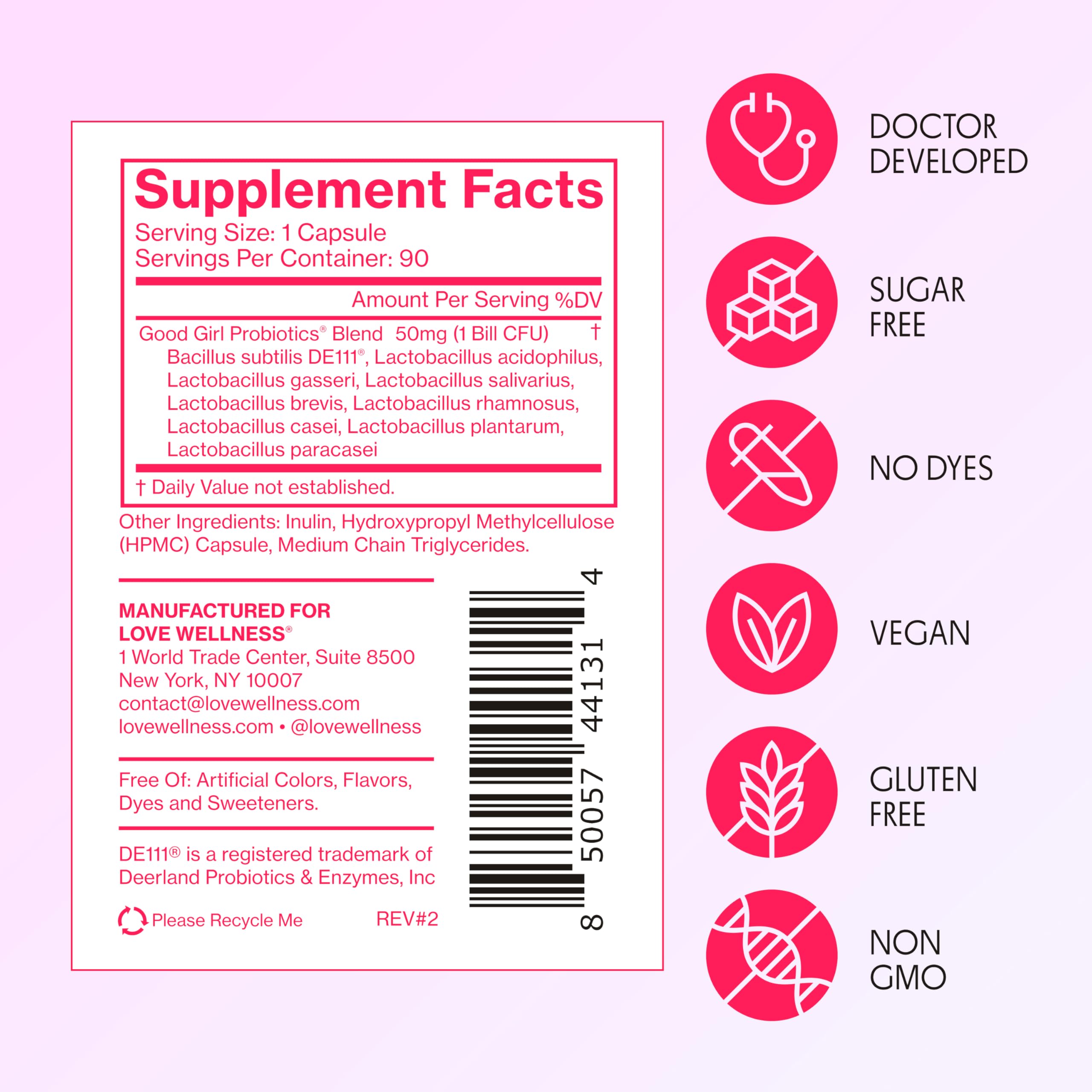 Love Wellness Good Girl Probiotics on-the-go packaging suits travel and routine.