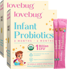 LOVEBUG Infant Probiotics single-serve sticks for easy daily dosing with babies