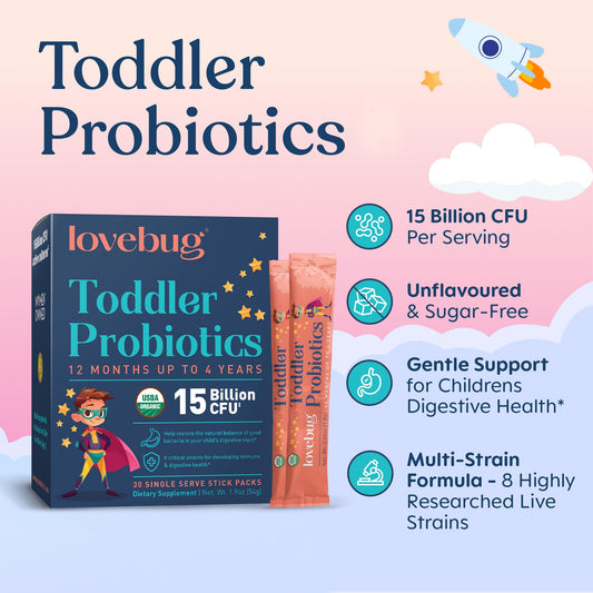 LOVEBUG probiotic powder blends into breakfast yogurt without altering taste.