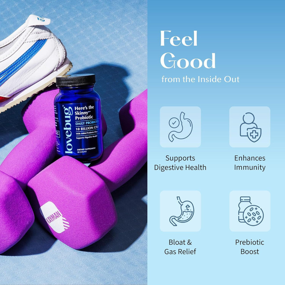 LOVEBUG Skinny box display featuring brand and supplement details.