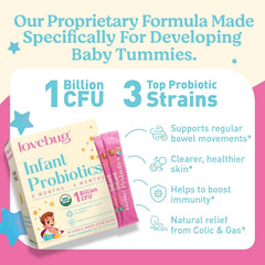 LOVEBUG Infant Probiotics with USDA Organic ingredients for clean formulation