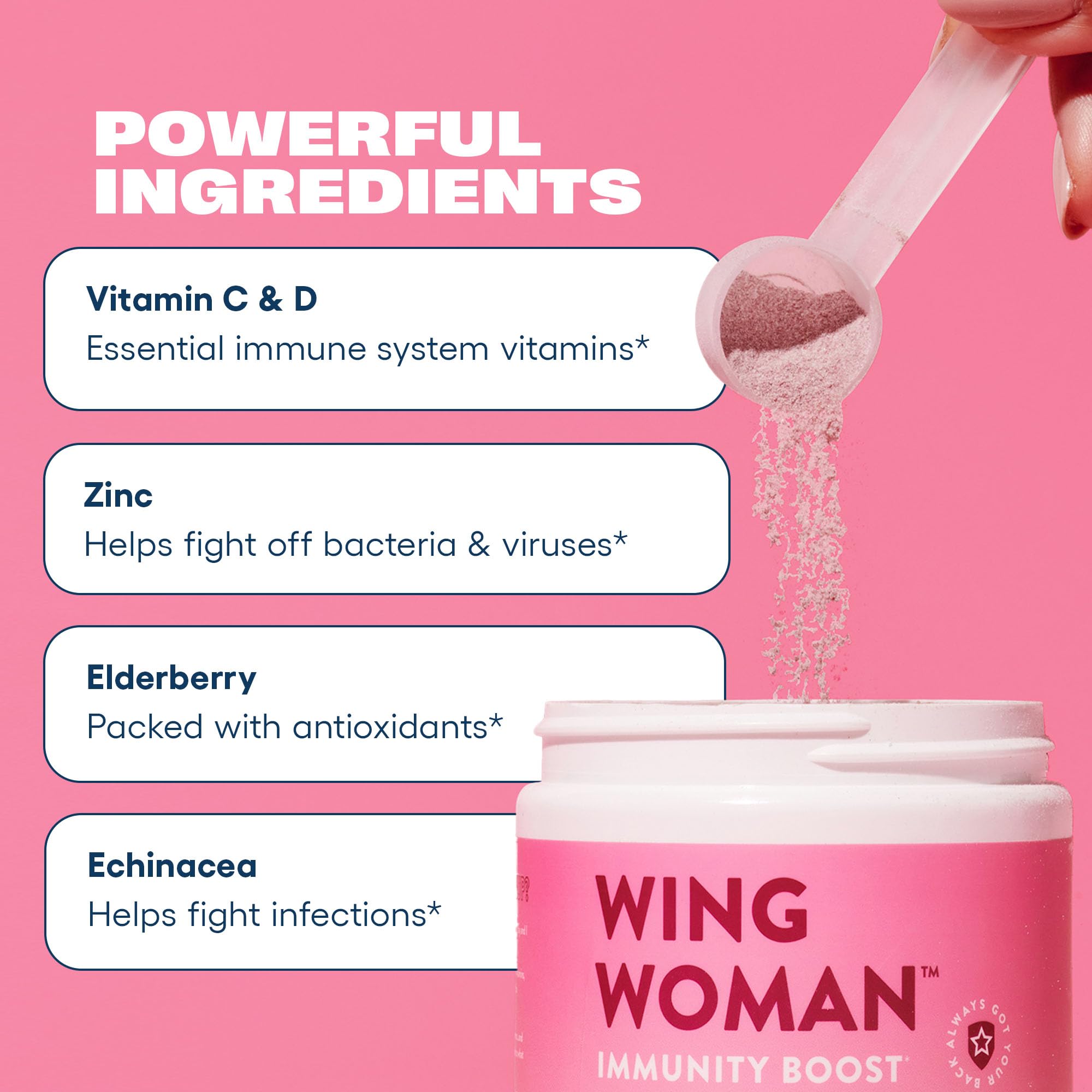 Immunity Boost Powder in a glass with fruit for a low-sugar ritual.