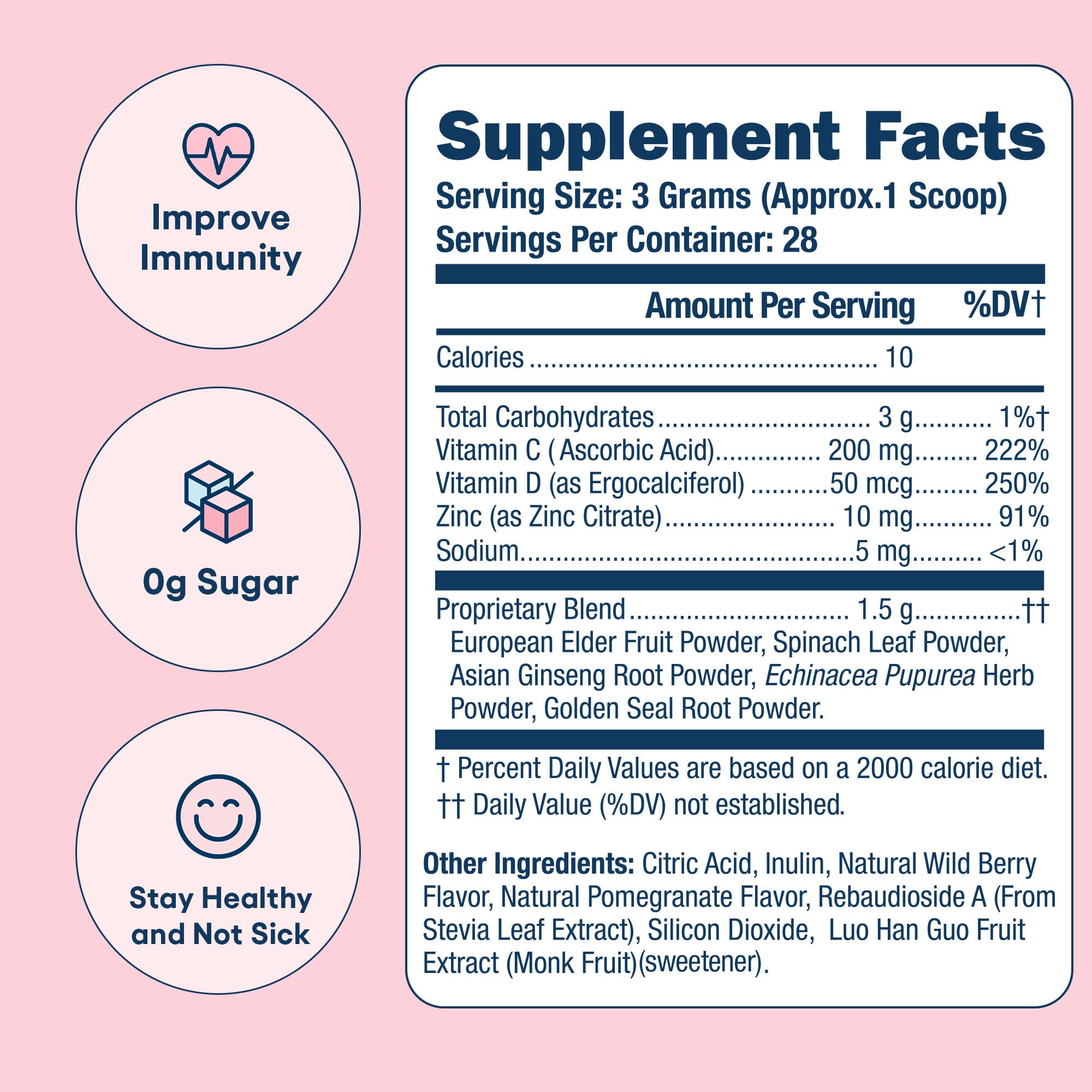 Immunity Boost Powder poured into water for a berry-pomegranate refreshment.