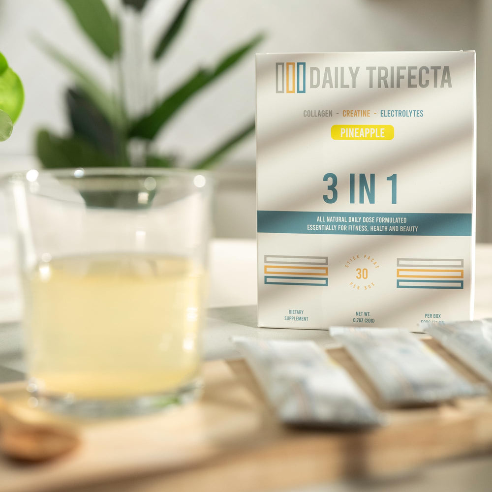 Creatine monohydrate visual from Daily Trifecta highlighting strength and endurance potential