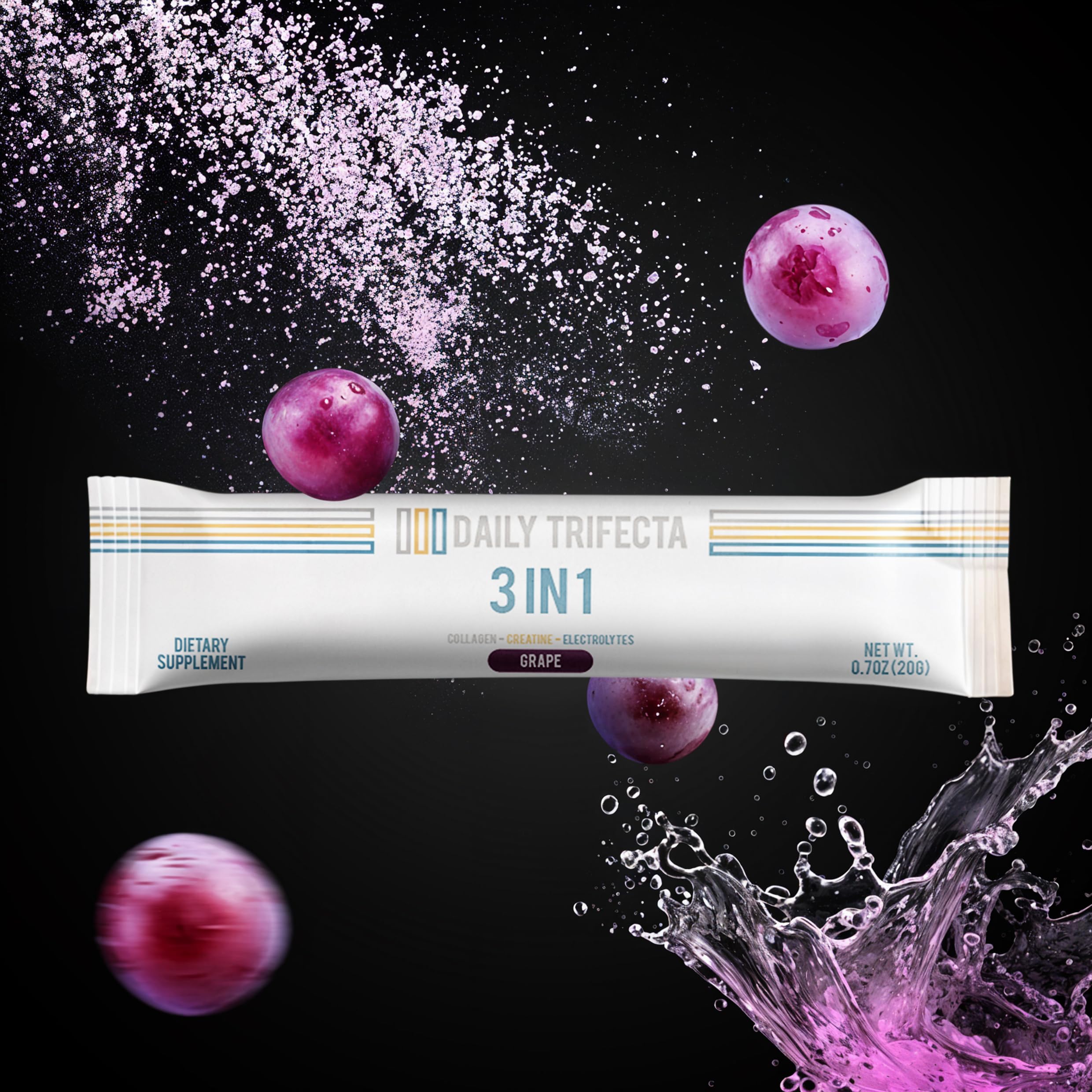 Lovie Style Daily Trifecta grape mix dissolving in water for quick hydration