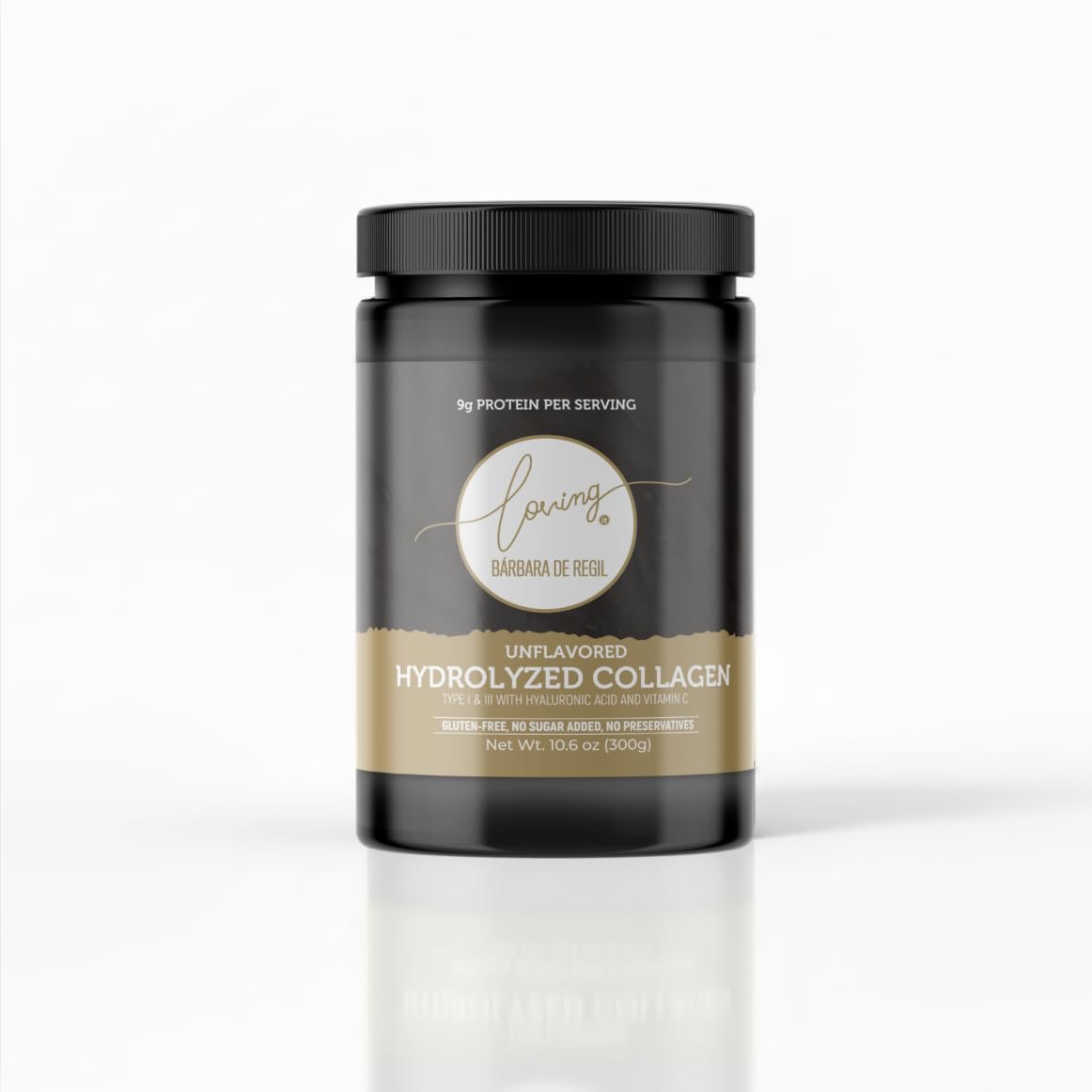 LOVING IT BARBARA DE REGIL hydrolyzed collagen bottle shown for easy daily use and skin support