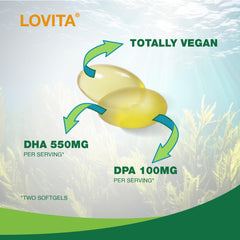 Lovita Algae Omega-3 pack-3 collection displayed for convenient vegan supplementation
