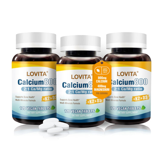 LOVITA Calcium Citrate bottle with 800 mg tablets for bone support.