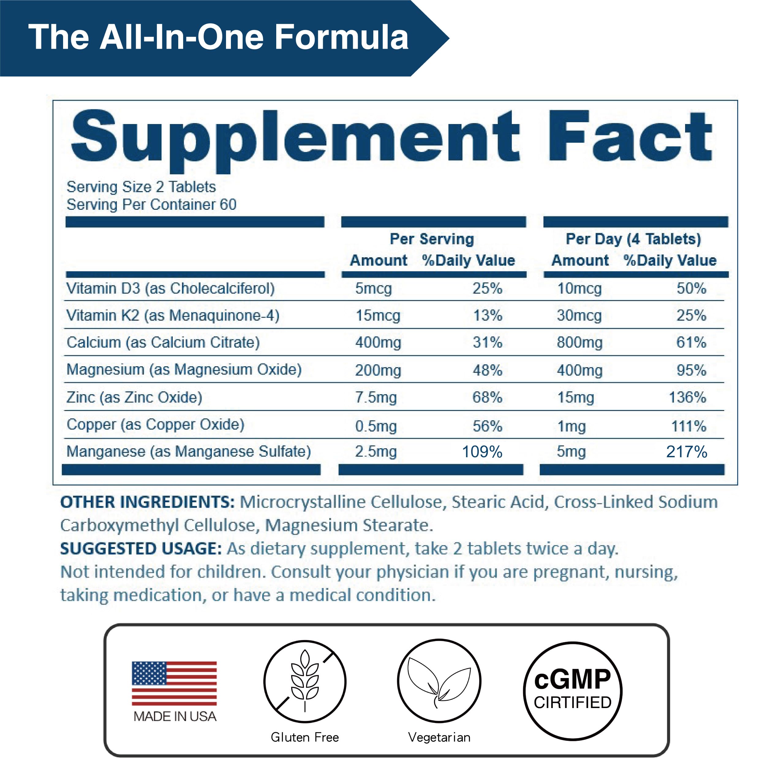 LOVITA D3 and K2 vitamins on the label for mineral synergy.