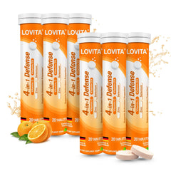 Lovita 4-in-1 Defense tablet in bottle for immune support.