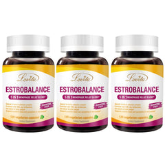 Lovita Estrobalance bottle front showing the menopause support container