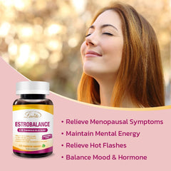 Lovita Estrobalance soy isoflavones illustration emphasizing plant-based ingredients