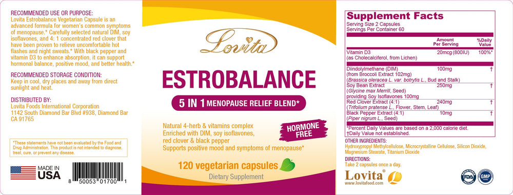 Lovita Estrobalance vitamin D3 visual signaling bone and mood support