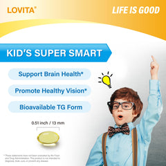 Lovita Kids Omega-3 capsule delivering DHA and EPA for daily omega-3 intake.