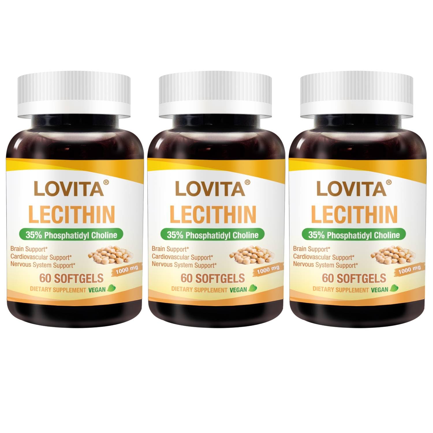 Lovita Lecithin softgels bottle front for daily support