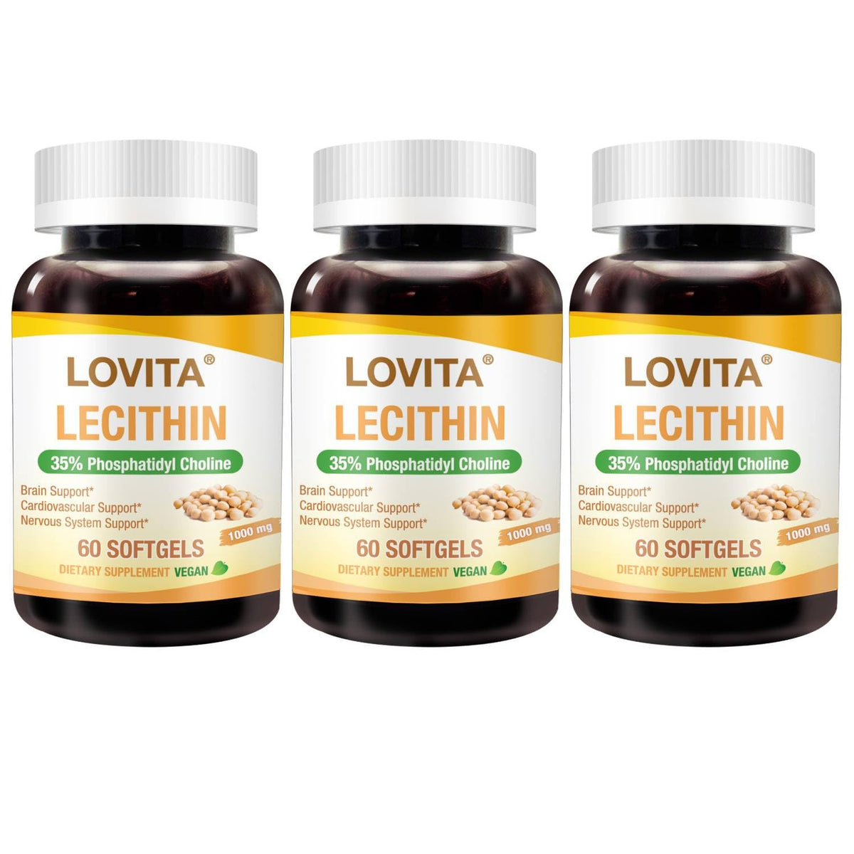 Lovita Lecithin softgels bottle front for daily support