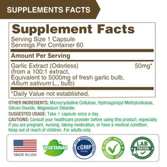 LOVITA Odorless Garlic Capsules ingredient label highlights 1.25% allicin extract