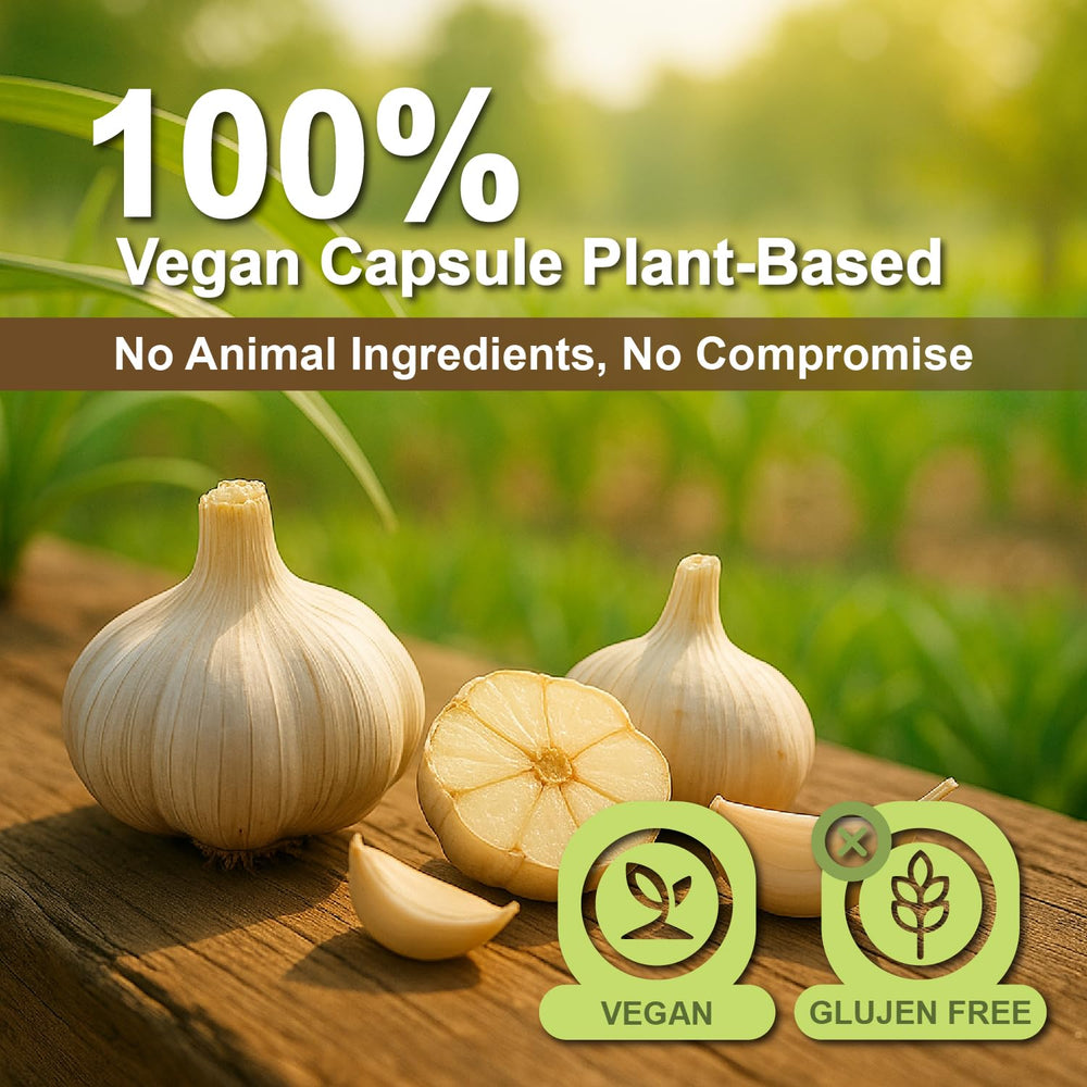 LOVITA Odorless Garlic Capsules packaging emphasizing quality and purity
