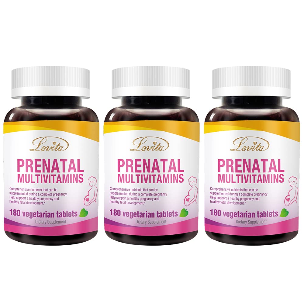 LOVITA Prenatal vitamins bottle front for complete daily prenatal nutrition.