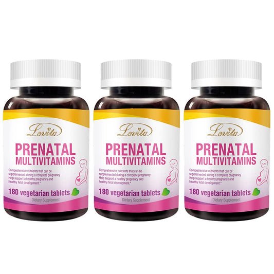 LOVITA Prenatal vitamins bottle front for complete daily prenatal nutrition.