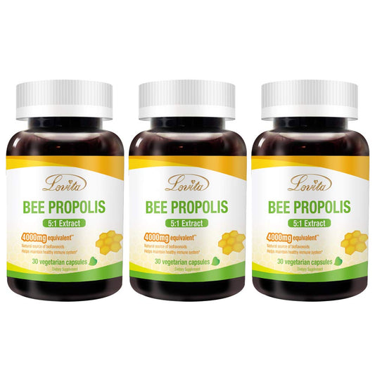 Lovita Propolis 800mg capsules bottle shows natural antioxidant support