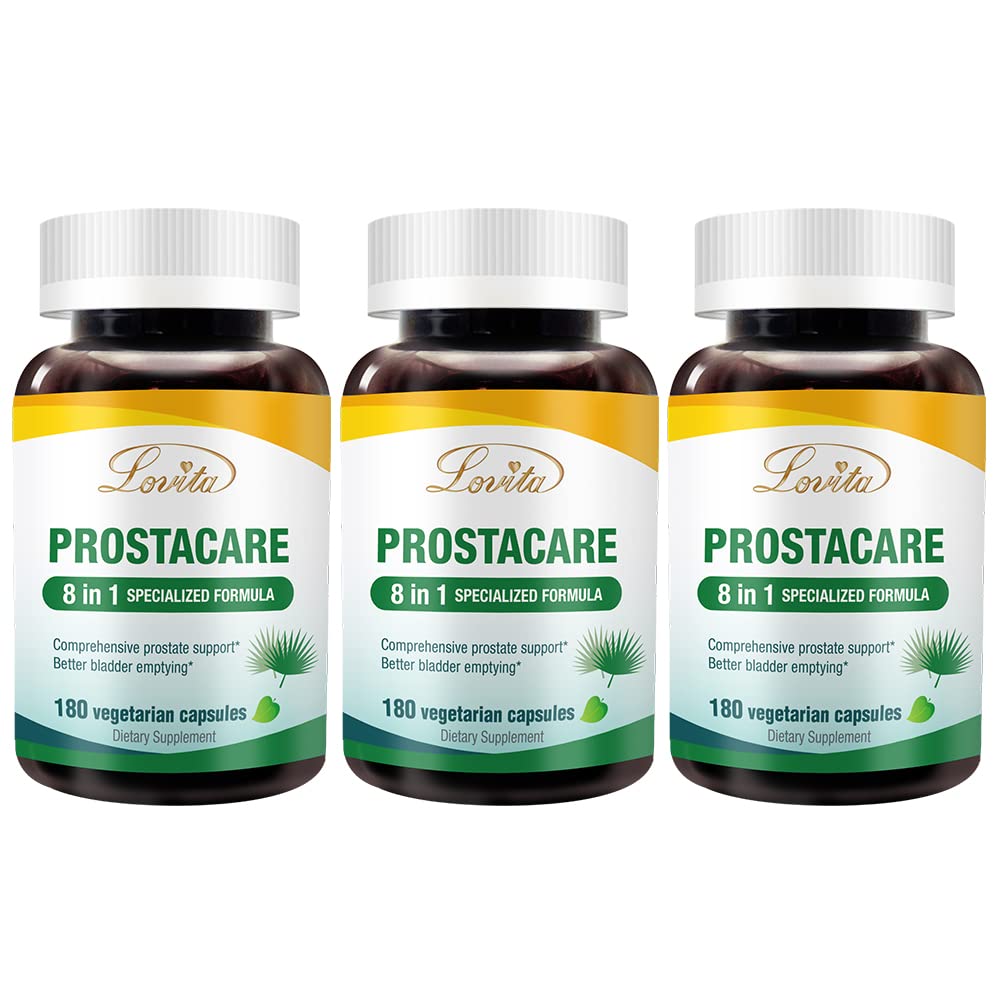 LOVITA Prostate Health bottle displaying the 8-in-1 formula for daily wellbeing