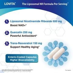 Lovita quercetin-trans-resveratrol blend close-up, supporting cellular balance.