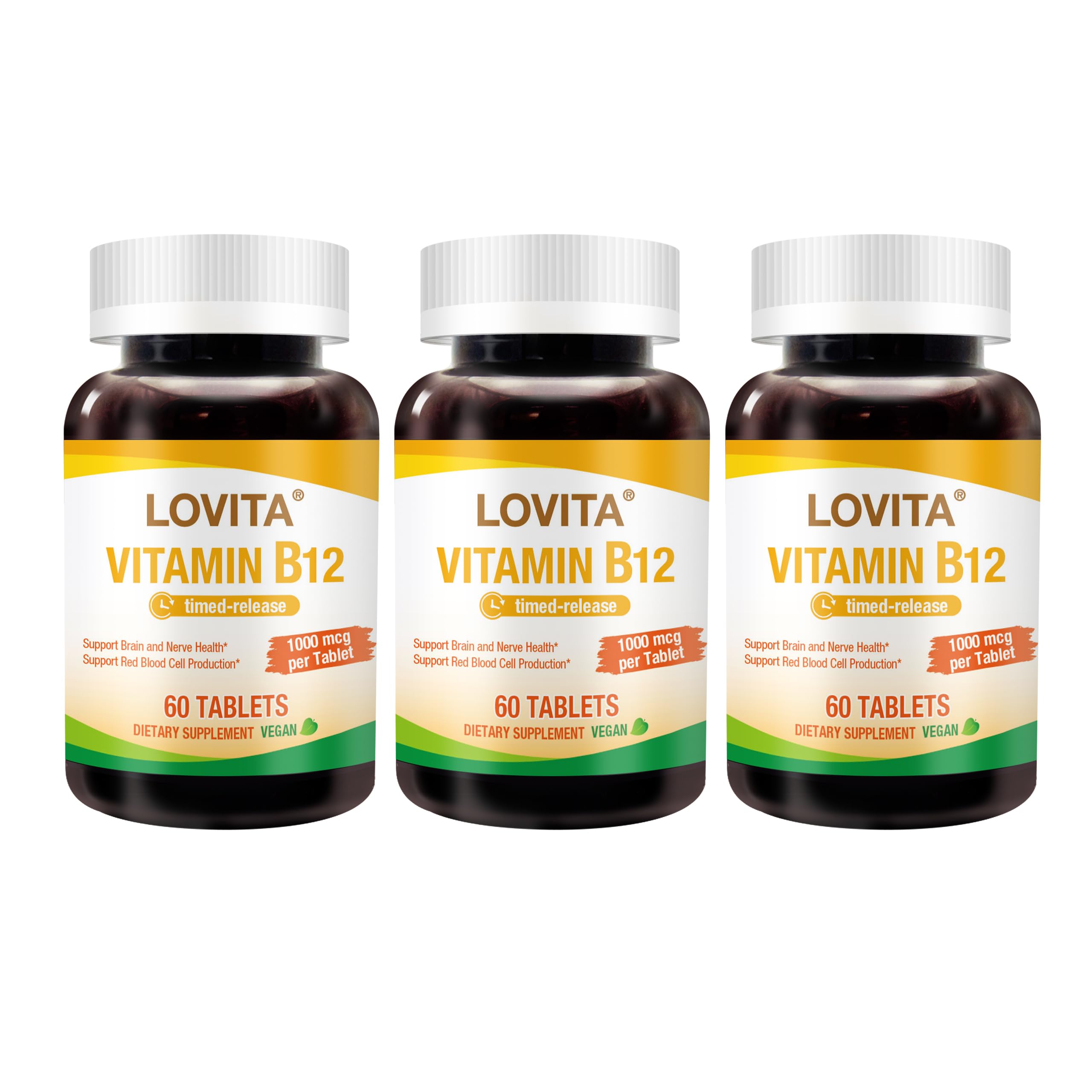 Lovita sustained-release B12 tablet delivering long-lasting energy support.