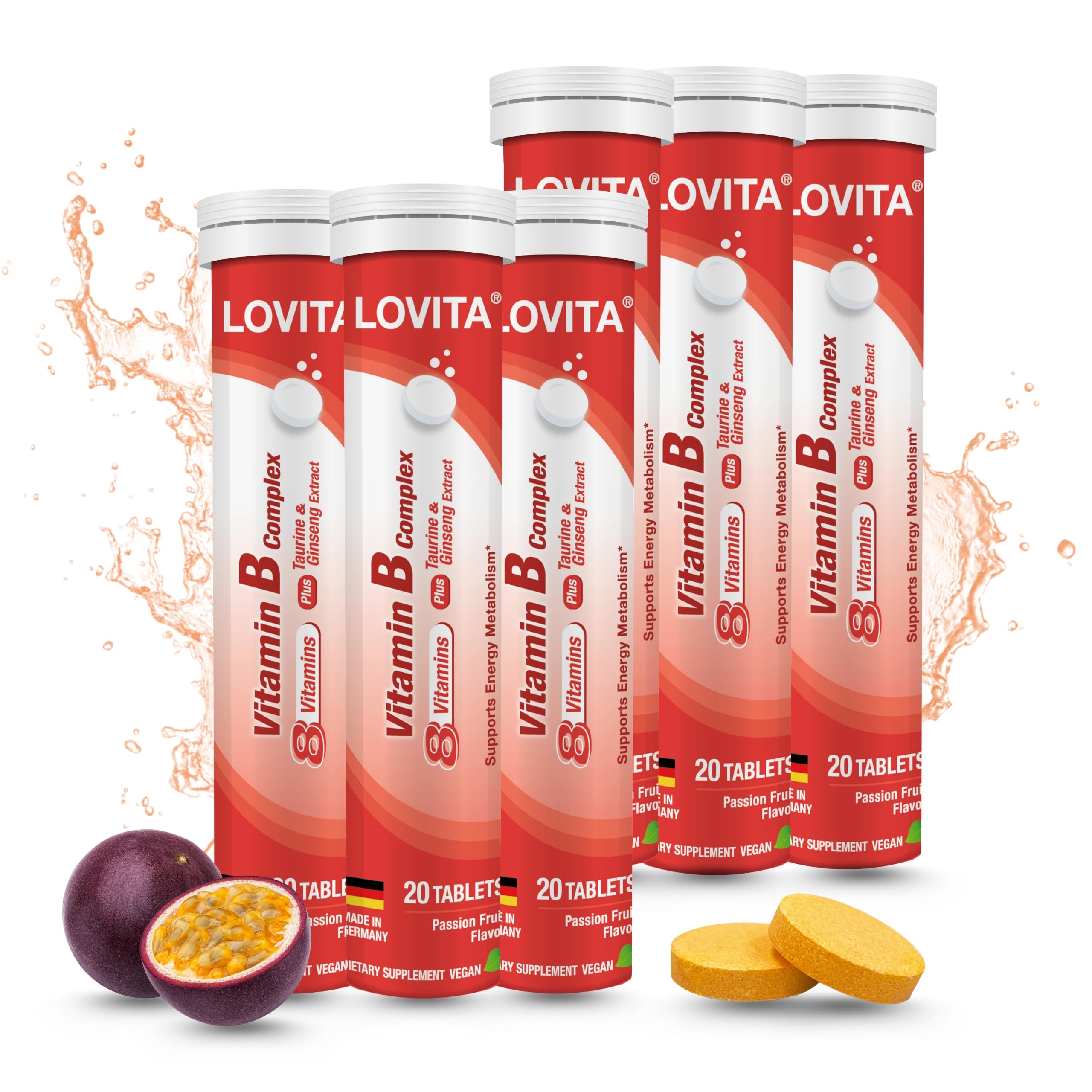 LOVITA Vitamin B Complex tablets in a bottle supporting daily energy metabolism