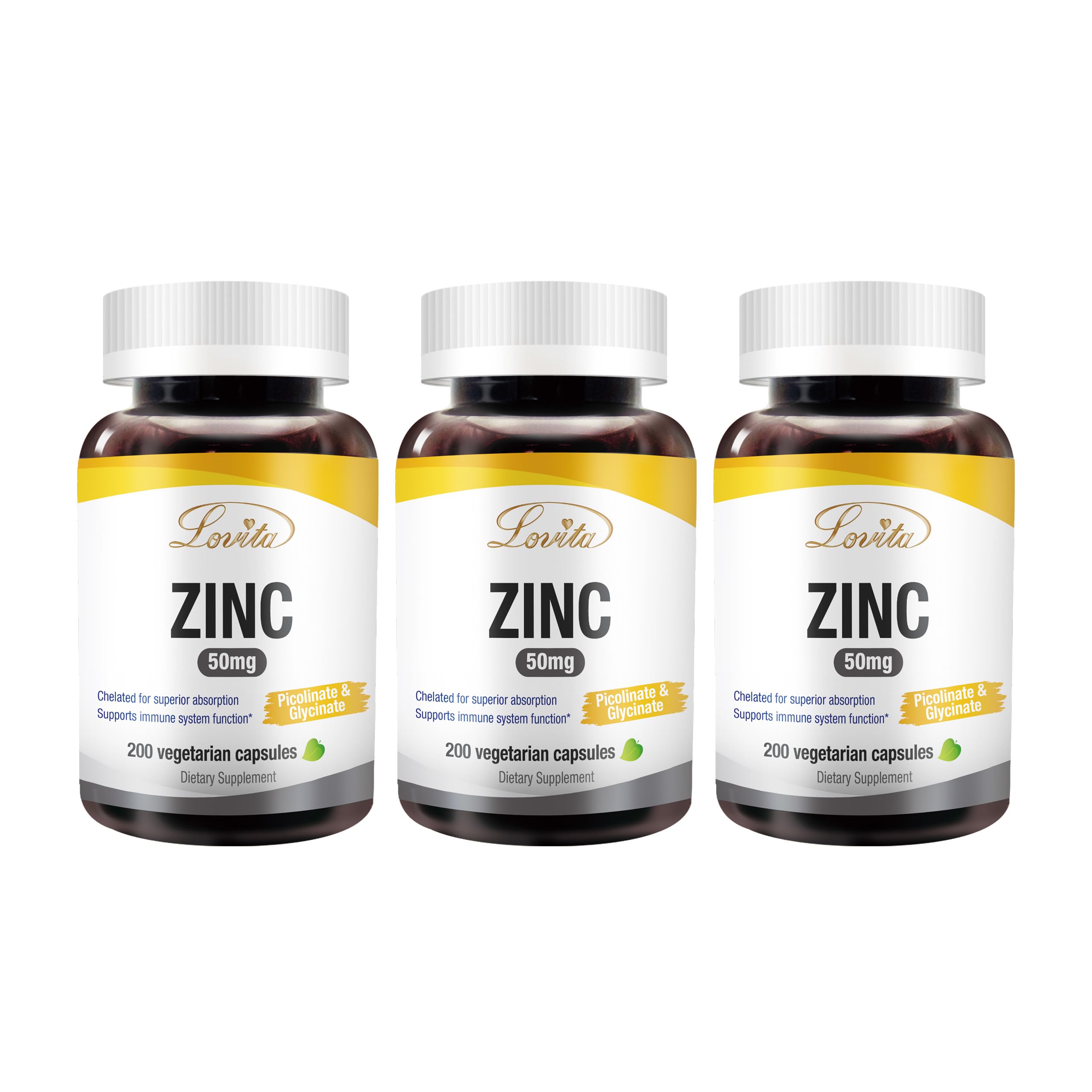 LOVITA Zinc 50mg bottle pour for a high-potency daily supplement.