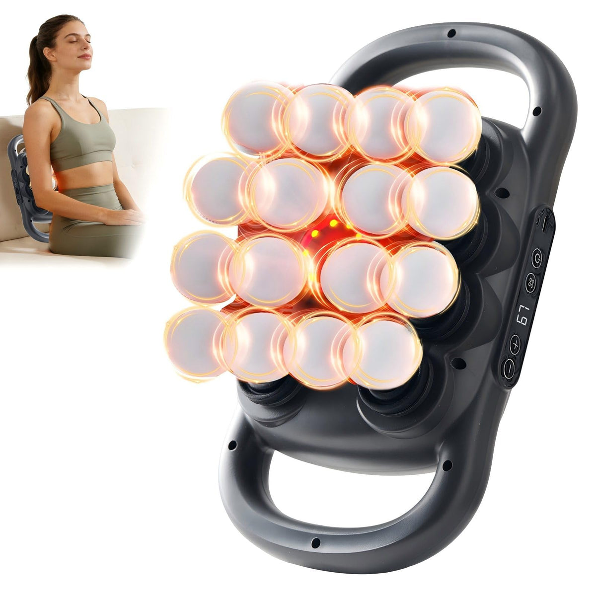LOVMASSG 16-head massage gun for full-body percussion after workouts.