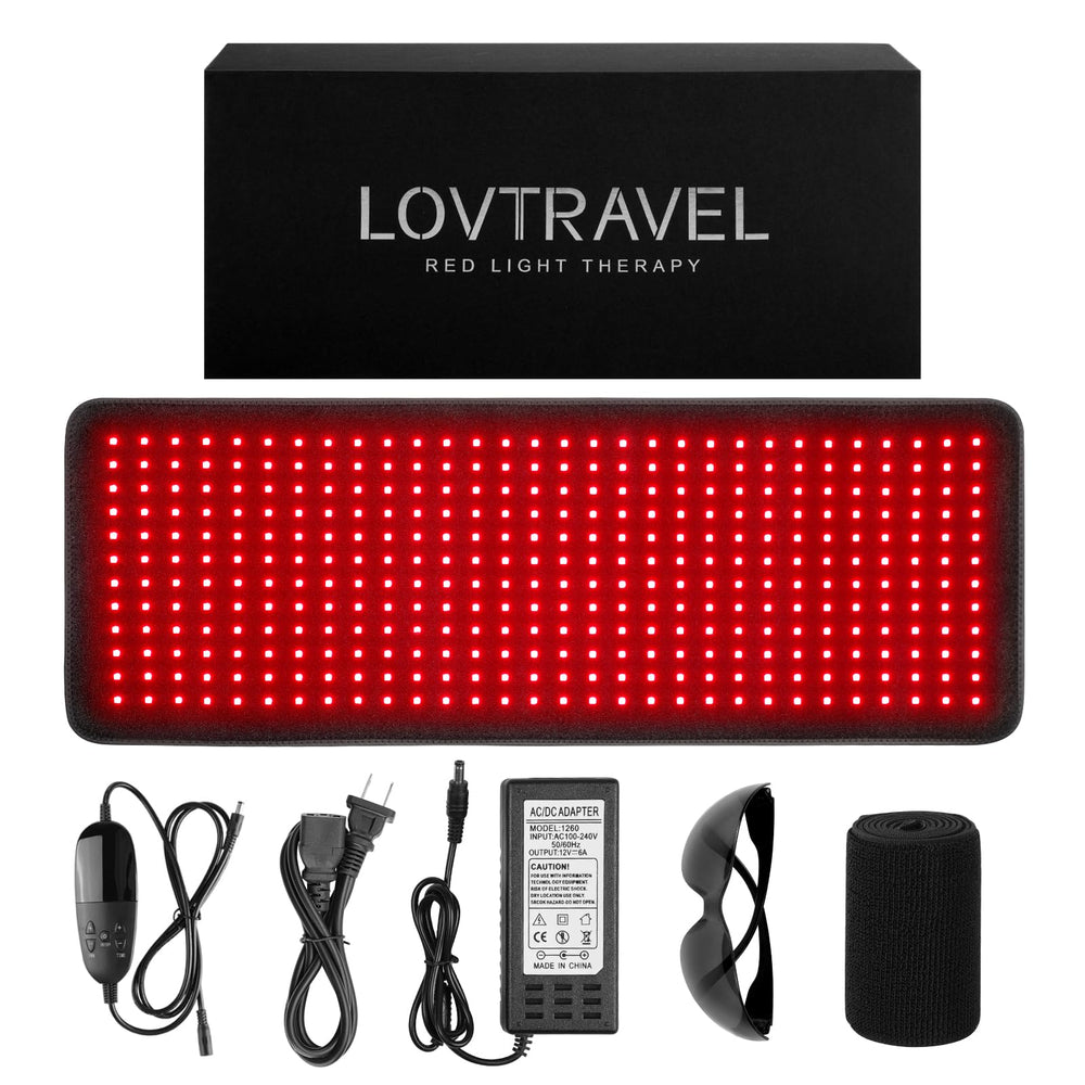 LOVTRAVEL 360-led red and infrared pad, broad treatment coverage for targeted muscle care.