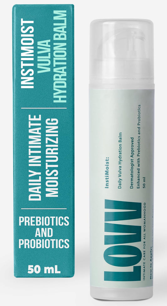LOVV Instimoist Vulva bottle pump for fast-absorbing daily hydration.