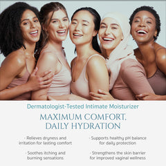 LOVV Instimoist Vulva ceramides emblem indicates strengthened skin barrier.