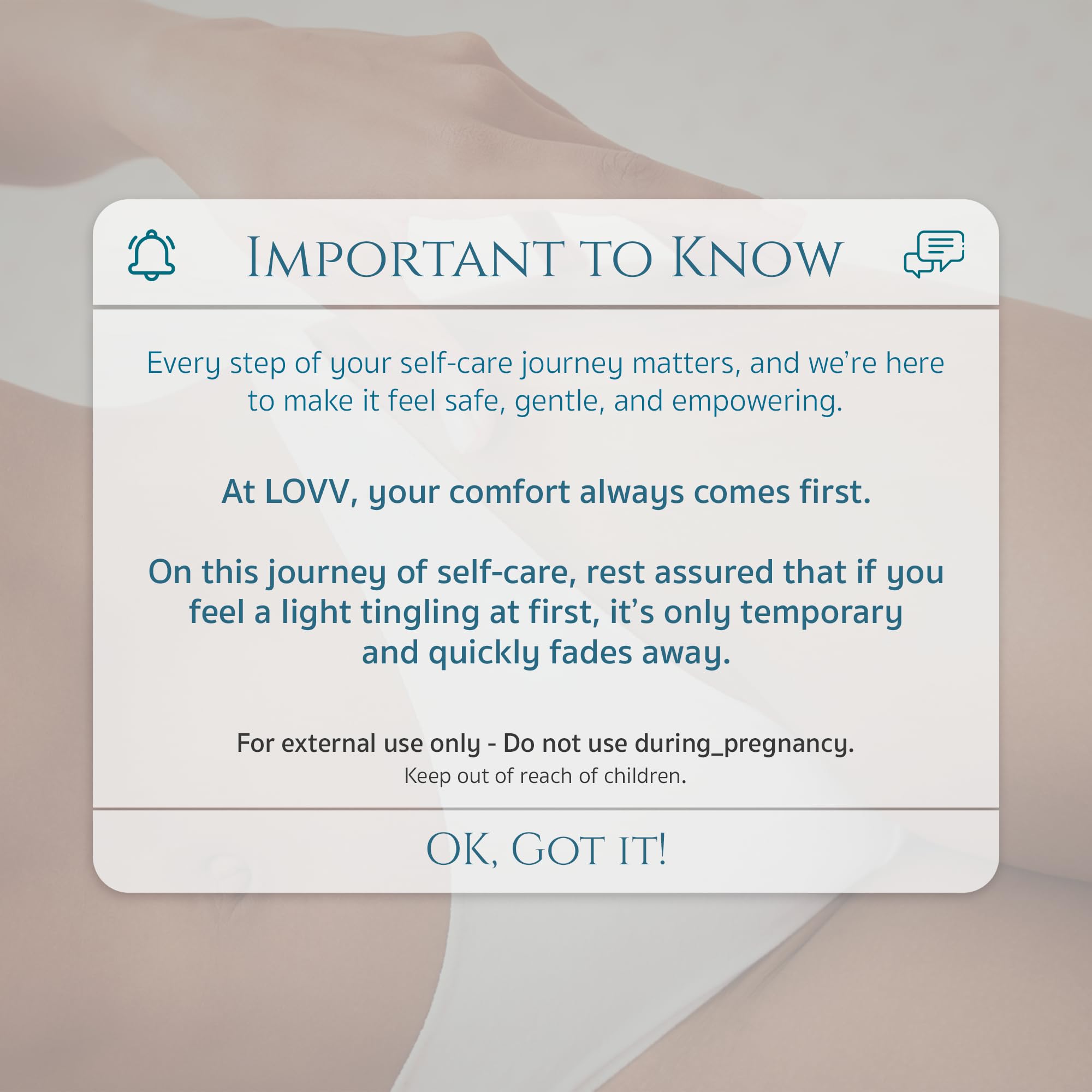 LOVV Instimoist Vulva packaging shot underlines external-use, clean formula.
