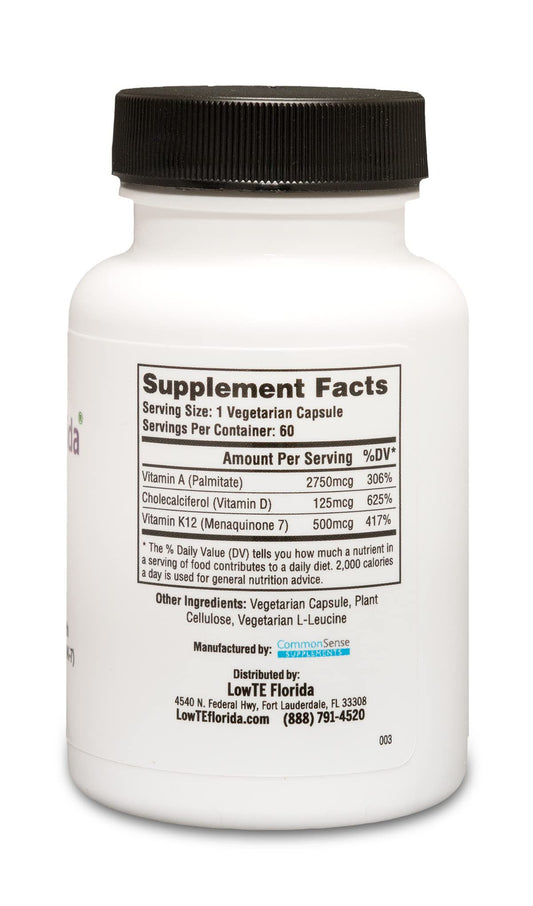 LowTE Florida ADK5 capsules on white background supporting bones and teeth