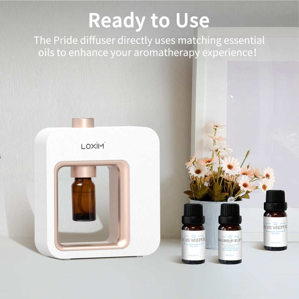 LOXIM Daytime Calm oils accompany diffuser for uplifting daytime mood.
