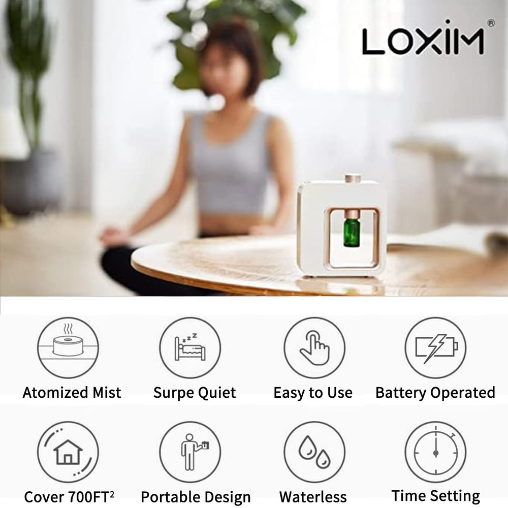 LOXIM Pride diffuser on desk enhances focus with quiet aroma.
