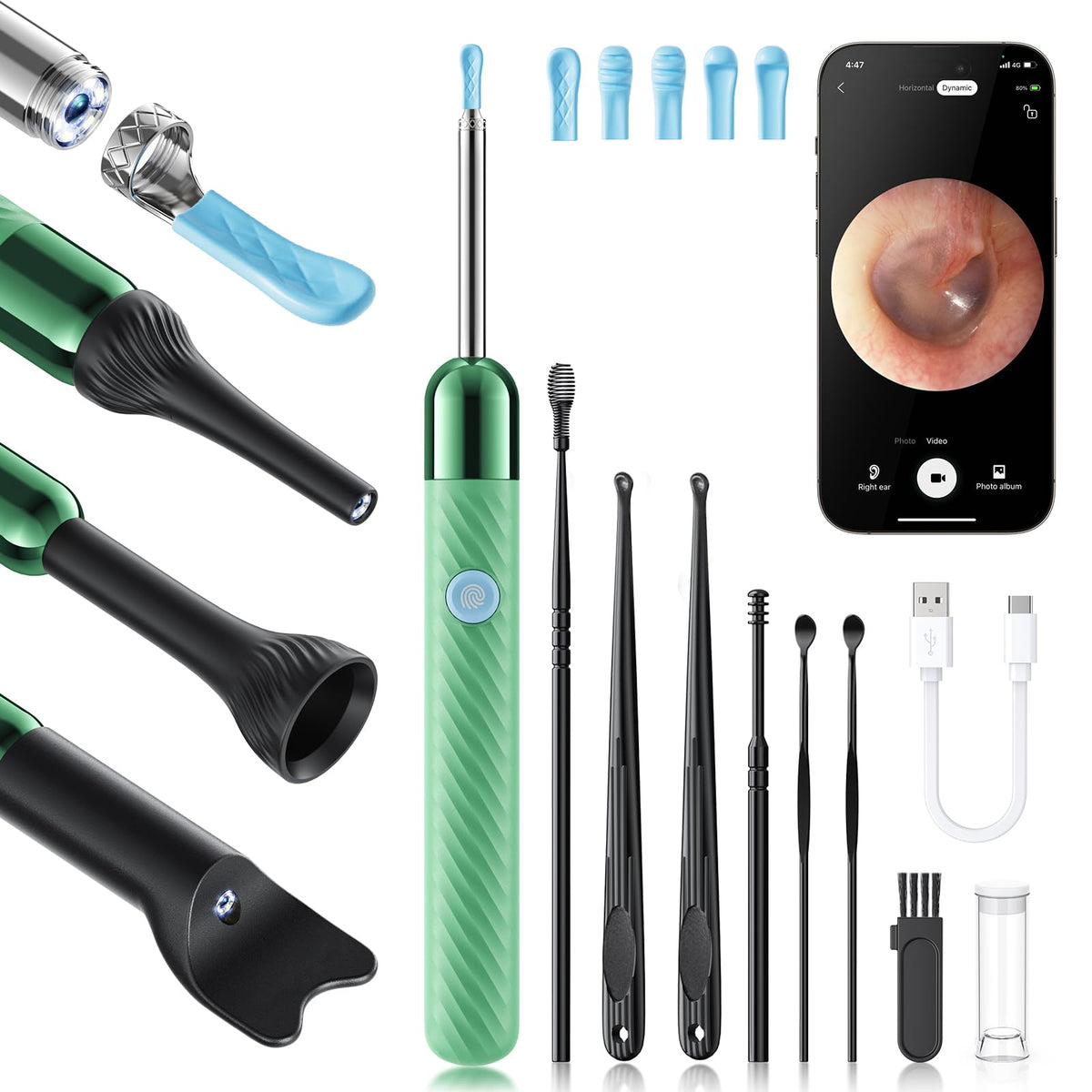 Loyker X6 ear wax camera angle offers real-time view for safe cleaning.