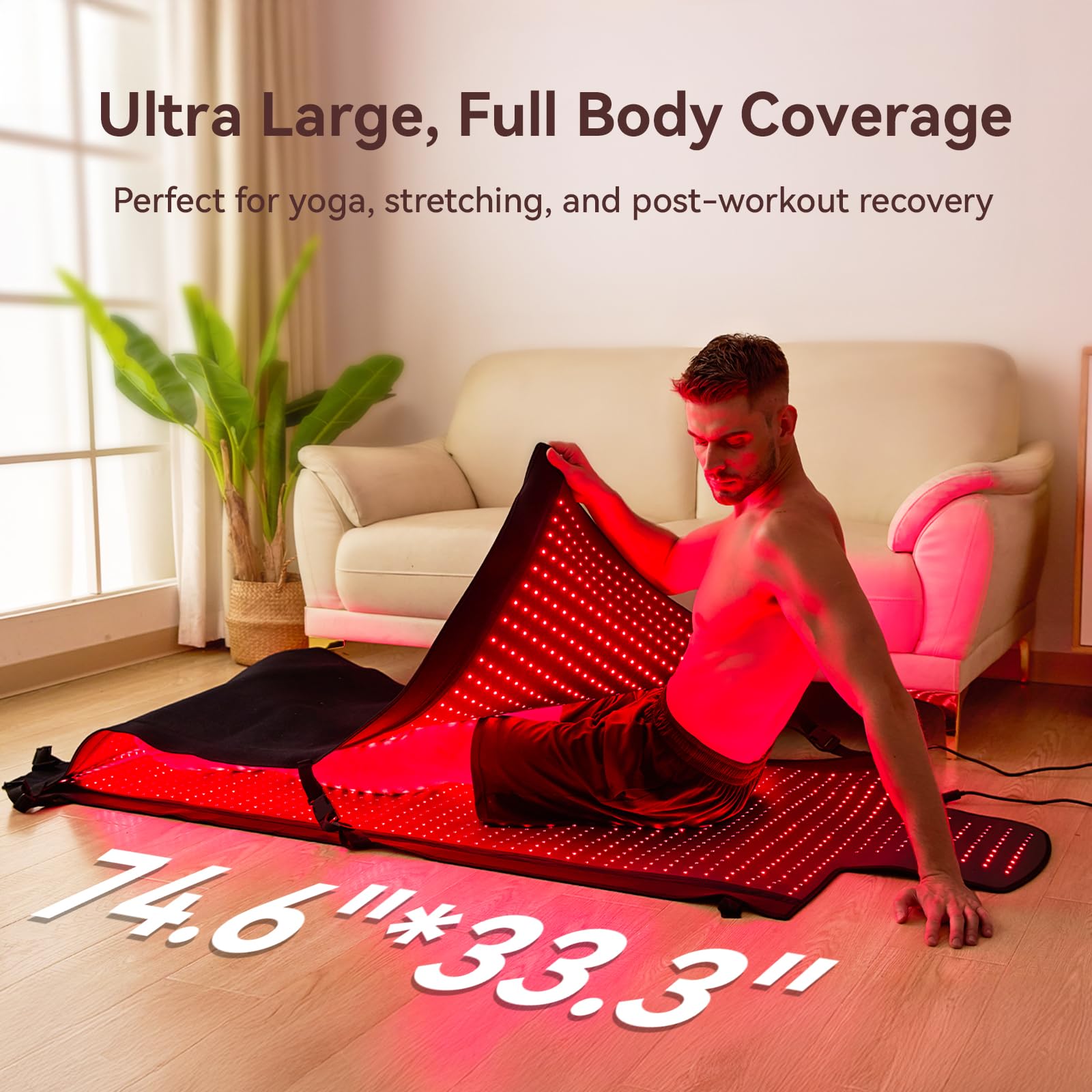 LPKP foldable red light therapy mat folded for compact storage.