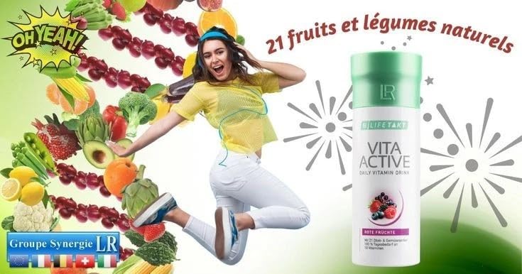 LR Health & Beauty Vita Active Red Fruit Drink label details nutrition information.