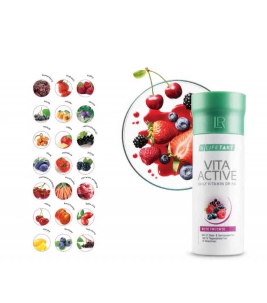 LR Health & Beauty Vita Active Red Fruit Drink pour reveals refreshing berry aroma and color.