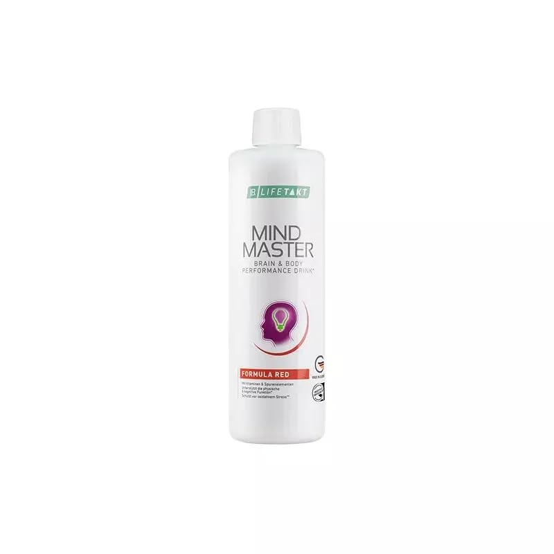 LR Health & Beauty Mind Master Red bottle shown for daily energy support.
