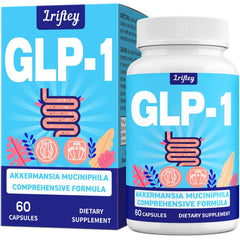Lriftey GLP-1 supplement bottle showcasing gut health support.