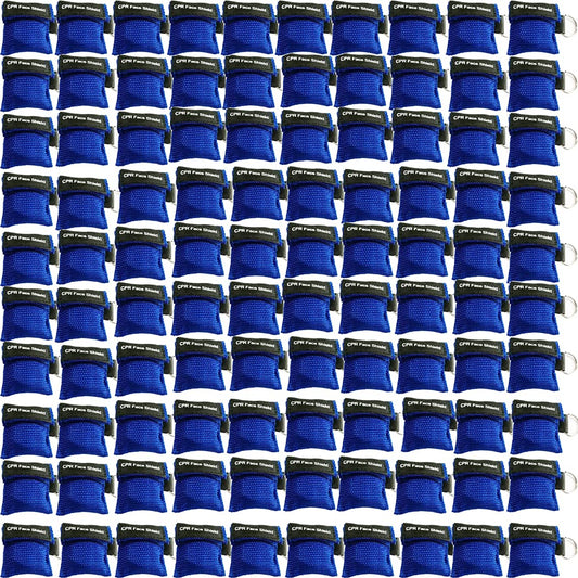 LSIKA-Z CPR face shield blue keychain pack with 100 shields for easy access